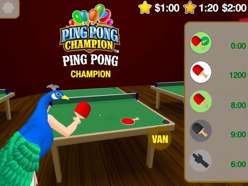 Peacock Ping Pong Champion Game Screenshot